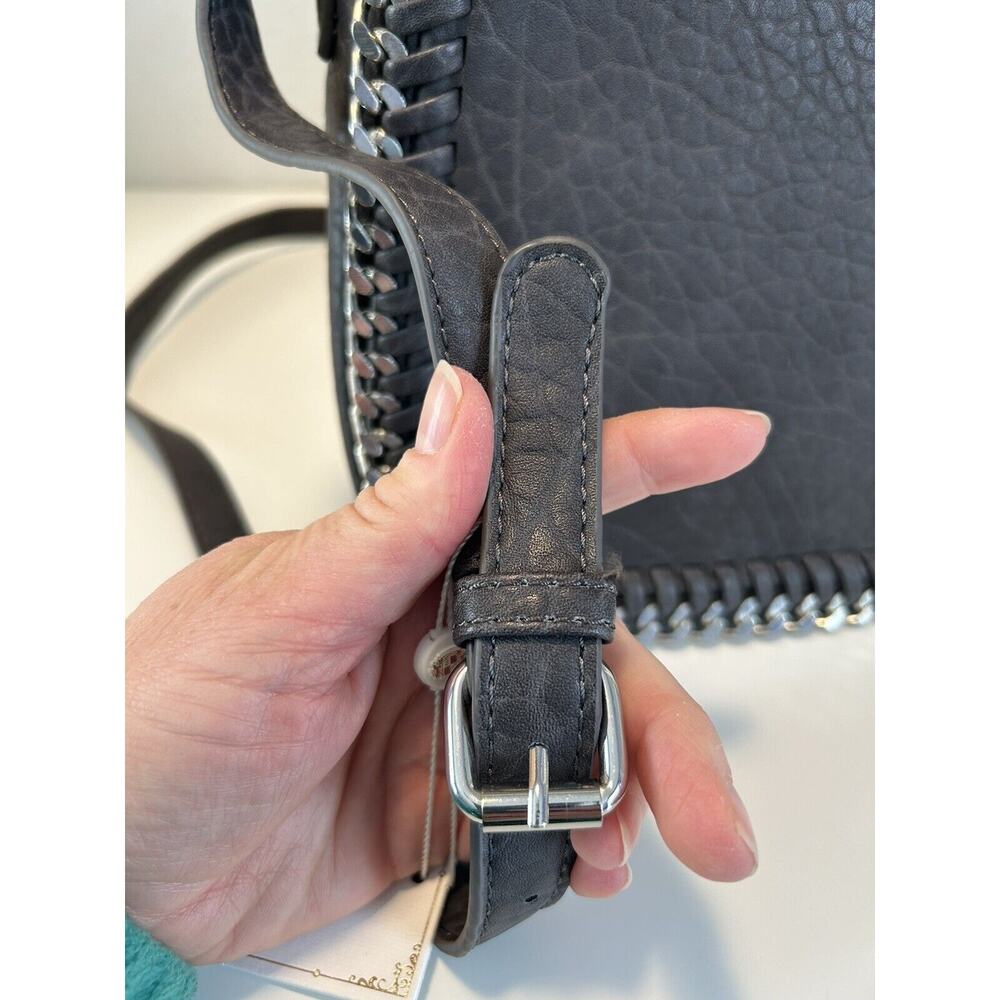Urban Expressions Lita Gray Vegan Leather Handbag Chain Flap Crossbody - Picture 7 of 12